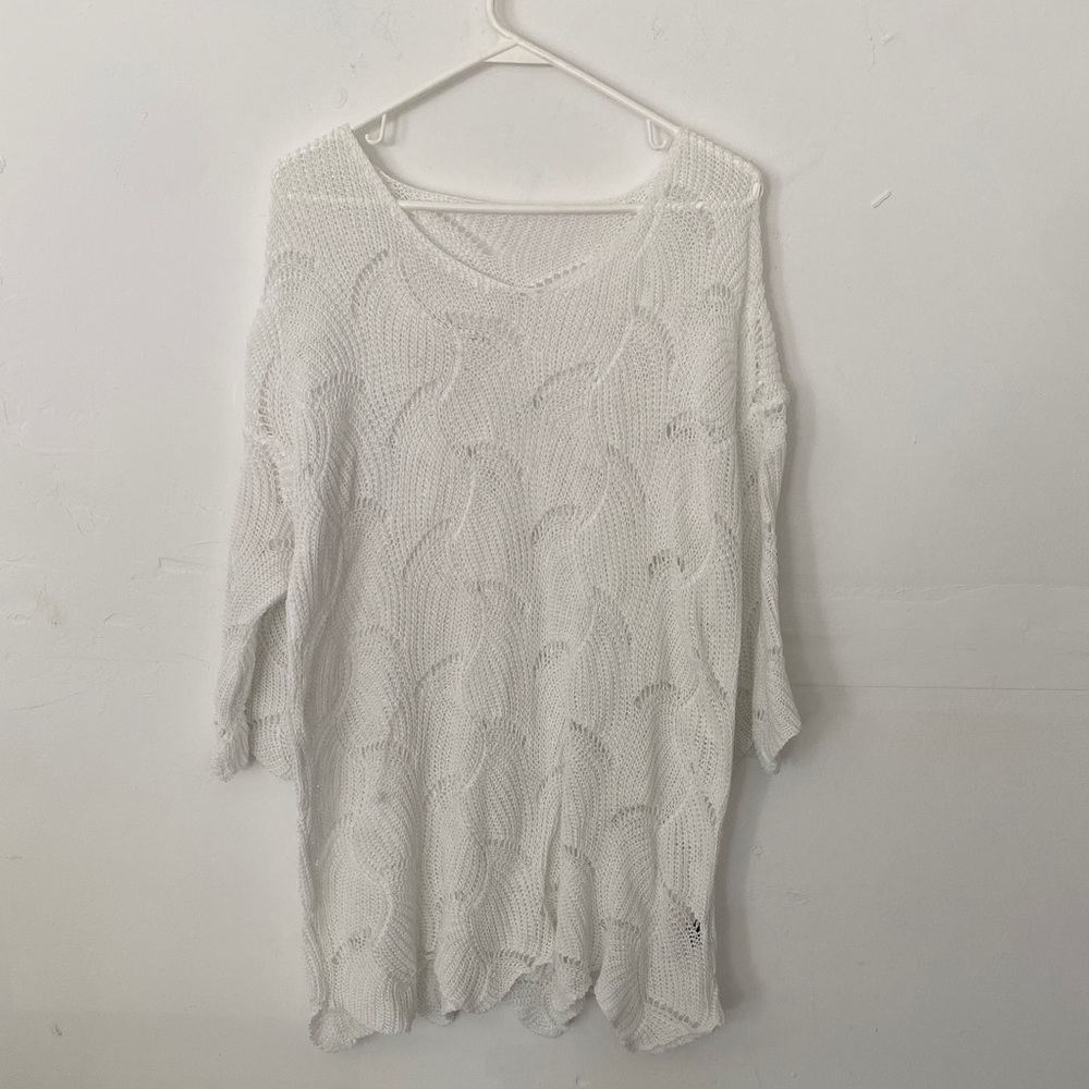 Shein Curve Ivory Women’s Lightweight 3/4” Sleeve Sweater Size M